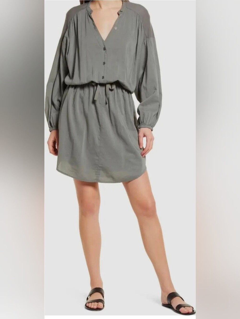 $169 NWT Splendid Women's Green Long Sleeve Blaise Blouson Dress US Size S